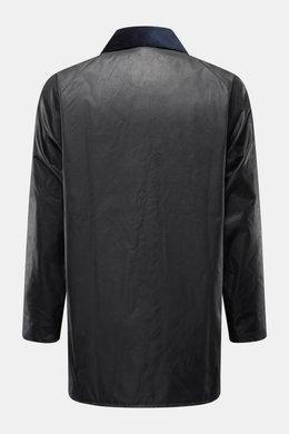 Back view of Barbour Waxed jacket 'Beaufort' dark navy made of robust, water-repellent waxed cotton with corduroy collar.

Description:  
<p>A true classic in the British outdoor tradition: The waxed jacket 'Beaufort' by BARBOUR is made of robust, waxed c