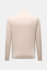 Back view of the Moorer Jersey blouson 'Tolly' cream/beige, sporty and elegant for warm days, made of pure cotton with a soft feel and slim fit.