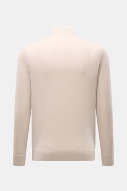 Back view of the Moorer Jersey blouson 'Tolly' cream/beige, sporty and elegant for warm days, made of pure cotton with a soft feel and slim fit.