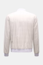 Rear view of Moorer Blouson 'Sorano' light grey/beige/cream checked in pure cotton with a soft feel, classic checked pattern, elastic hem and cuffs.