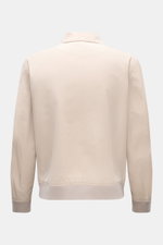 Beige 04651/ A trip in a bag Blouson 'Peached Cotton' in Slim Fit, Rückansicht mit Umlegekragen, elastischen Bündchen und softem Material.