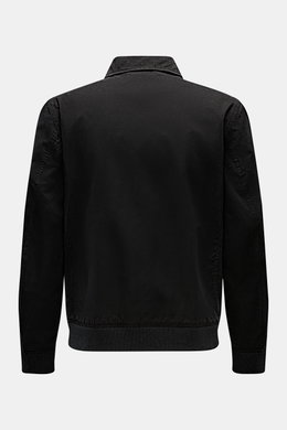Schwarzer 04651/ A trip in a bag Blouson 'Peached Cotton' in Slim Fit, Rückansicht mit Umlegekragen, elastischem Saum- und Ärmelbündchen.