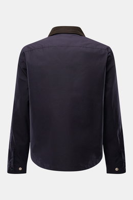 Manifattura Ceccarelli Wachsjacke 'Heavy Shirt' dark navy, Rückansicht, gewachste Baumwolle, Slim Fit, Cordkragen, wasserabweisend, atmungsaktiv, Druckknöpfe.