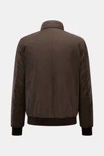Alt tag (124 characters): Rear view of Moorer Down blouson 'Janos' dark brown with standing collar, ribbed bands, and smooth microfiber fabric.

Additional description: 
<p>The down blouson 'Janos' by MOORER perfectly combines functionality and timeless s