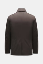 Rear view of Moorer Jacket 'Nobile' dark brown showcasing its water repellent, slim fit design with adjustable collar and centre back vent.

Description: <p>With its water repellent finish and clean look with double front, the jacket 'Nobile' by MOORER is