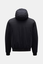 Moorer Down blouson 'Oniro' navy shown from the back, featuring a slim fit, drawstring hood, ribbed bands, and water repellent microfiber fabric. Maximum function in incredibly lightweight fabric: The sporty down blouson 'Oniro' has a warm down lining and