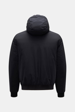 Moorer Down blouson 'Oniro' navy shown from the back, featuring a slim fit, drawstring hood, ribbed bands, and water repellent microfiber fabric. Maximum function in incredibly lightweight fabric: The sporty down blouson 'Oniro' has a warm down lining and