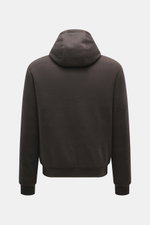 Moorer Down blouson 'Brigno' grey-brown melange shown from the back, hooded with elastic rib cuffs, slim fit, soft virgin wool-cashmere blend, quilted lining.