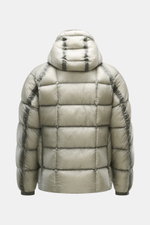 C.P. Company Down jacket 'DD Shell' sage shown from the back, lightweight down jacket in microfiber ripstop fabric with padded collar and elastic cuffs.
