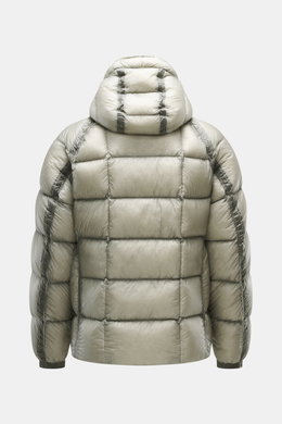 C.P. Company Down jacket 'DD Shell' sage shown from the back, lightweight down jacket in microfiber ripstop fabric with padded collar and elastic cuffs.