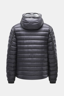 C.P. Company Daunenjacke navy, Rückansicht, hochwertige Microfaser, wärmende Daunenfüllung, wasserabweisend, Slim Fit, Zwei-Wege-Reißverschluss, Kapuze mit Goggle Lenses.