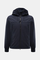 C.P. Company Softshell-Jacke 'C.P. Shell-R Goggle Jacket' navy, frontale Nahaufnahme, Softshell, Slim Fit, Kapuze mit Goggle Lens, wind- und wasserabweisend.