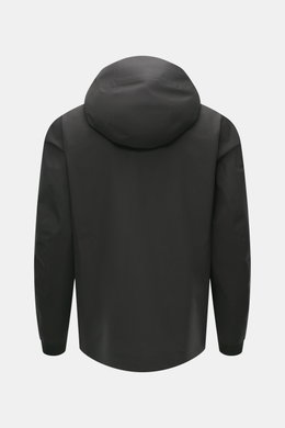 Stone Island Jacke 'Stellina' dunkelgrau, Rückansicht mit Kapuze, Gore-Tex Microfaser, wind- und wasserdicht, atmungsaktiv, Regular Fit, getapte Nähte.