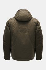 Stone Island Jacke 'Stellina' oliv von hinten, Slim Fit, hochwertig, wasserabweisend, Kapuze, Zwei-Wege-Reißverschluss, Taschen, verstellbarer Saum.