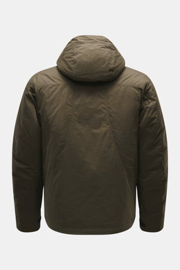 Stone Island Jacke 'Stellina' oliv von hinten, Slim Fit, hochwertig, wasserabweisend, Kapuze, Zwei-Wege-Reißverschluss, Taschen, verstellbarer Saum.