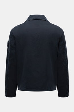Stone Island Jacke 'David Light-TC Ghost Piece' navy Rückansicht, hochwertige Microfaser, Anti-Drop-Finish, samtiger Griff, Regular Fit, Umlegekragen, tonales Kompass-Badge, regulierbarer Saum.