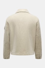 Back view of Stone Island Jacket 'David Light-TC Ghost Piece' sand, high-quality microfiber, anti-drop finish, velvety feel, regular fit, turn-down collar, elastic sleeve cuffs with snap button, adjustable hem.