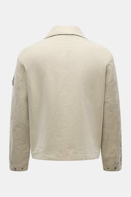Back view of Stone Island Jacket 'David Light-TC Ghost Piece' sand, high-quality microfiber, anti-drop finish, velvety feel, regular fit, turn-down collar, elastic sleeve cuffs with snap button, adjustable hem.