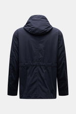 Stone Island Jacke 'Nylon Smerigliato Ghost Piece' navy, Rückansicht mit Kapuze, Microfaser, wind- und wasserabweisend, regular fit, garment dyed.