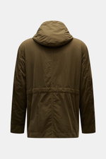 Stone Island Jacke 'Nylon Smerigliato Ghost Piece' oliv, Rückansicht, Kapuze, Microfaser, wind- und wasserabweisend, regular fit, Kompass-Badge.