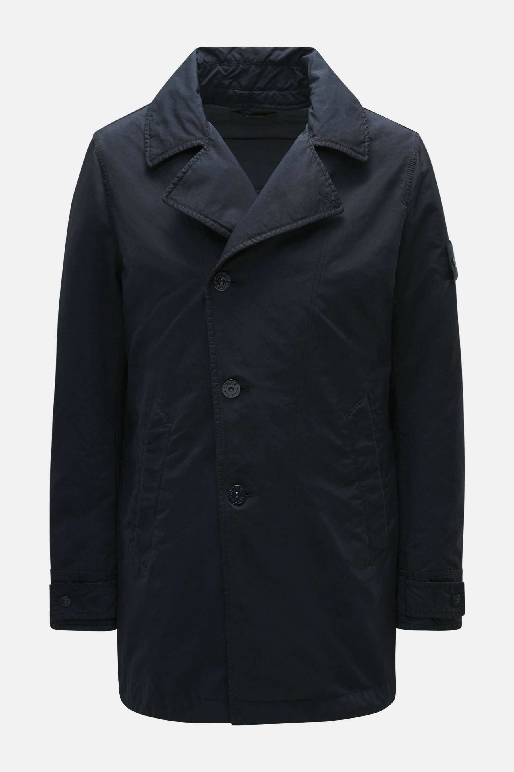 Stone Island Jacke 'David-TC Ghost Piece' navy, Frontansicht, Slim Fit, Microfaser mit Anti-Drop, tonales Badge, Umlegekragen, Leistentaschen.