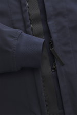 Close-up front view of Stone Island Softshell Blouson 'Light Soft Shell-R e.dye Technology' navy, showing elastic microfiber, ribbed cuff, and robust two-way zipper.

Additional description: Whether for sporting activities or as a casual all-rounder, you 