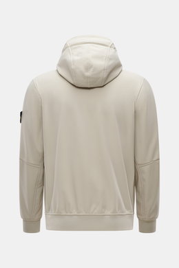 Stone Island Softshell-Blouson 'Light Soft Shell-R e.dye Technology' sand, Rückansicht mit Kapuze, wind- und wasserabweisend, Slim Fit, elastische Microfaser.