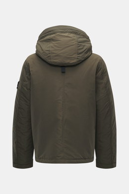 Stone Island Jacke 'Micro Reps' khaki, Rückansicht mit wattierter Kapuze, Popeline aus Microfaser, Slim Fit, Primaloft, Kompass-Badge.