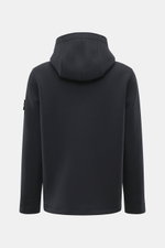 Stone Island Jacke 'Heavy Melton' navy, Rückansicht mit Kapuze, schwere Woll-Cashmere-Mischung, Regular Fit, ungefüttert, Kompass-Badge am Arm.
