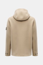 Stone Island Jacke 'Heavy Melton' beige, Rückansicht mit Kapuze, aus Wolle-Cashmere-Mix, Regular Fit, ungefüttert, mit Kompass-Badge am Ärmel.