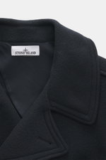 Stone Island Pea Coat Navy close-up from above showing felted virgin wool and cashmere blend collar, slim fit, and label inside. 

<p>This pea coat by STONE ISLAND features a felted surface made of fine virgin wool with a cashmere blend, making it a styli