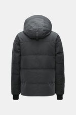 Canada Goose Daunenjacke 'Wyndham' dunkelgrau, Rückansicht, Slim Fit, wasserabweisend, Daunenfüllung, Kapuze, Rucksackträger, Baumwoll-Microfaser-Mix.