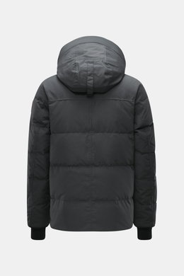 Canada Goose Daunenjacke 'Wyndham' dunkelgrau, Rückansicht, Slim Fit, wasserabweisend, Daunenfüllung, Kapuze, Rucksackträger, Baumwoll-Microfaser-Mix.