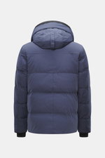 Canada Goose Down jacket 'Wyndham' grey blue shown from the back, slim fit with padded hood, windproof cuffs, smooth microfiber-cotton feel, warm down filling.