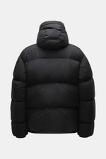 Back view of Canada Goose Down jacket 'Sterling' black, oversized fit, high-quality microfiber, smooth touch, water-repellent, warm down filling, quilted hood with drawstring, high-closing two-way zipper, wind flap with snap buttons, large welt pockets wi