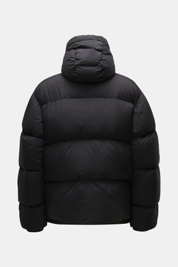 Back view of Canada Goose Down jacket 'Sterling' black, oversized fit, high-quality microfiber, smooth touch, water-repellent, warm down filling, quilted hood with drawstring, high-closing two-way zipper, wind flap with snap buttons, large welt pockets wi
