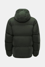 Canada Goose Down jacket 'Sterling' dark green shown from the back, oversized fit with quilted hood, high-quality microfiber, warm down filling, water-repellent.