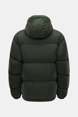 Canada Goose Down jacket 'Sterling' dark green shown from the back, oversized fit with quilted hood, high-quality microfiber, warm down filling, water-repellent.
