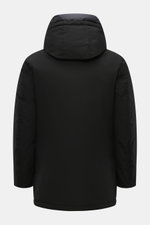 Woolrich Down parka 'Arctic Parka' black shown from the back with hood, slim fit, and wind- and water-repellent cotton-microfibre blend. Cold weather? Bring it on! The 'Arctic Parka' by WOOLRICH offers sporty style and dependable warmth down to –20 °C tha