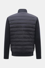 Emporio Armani Daunenjacke navy von hinten, Slim Fit mit Stehkragen, Strickärmel-Einsätzen, Microfaser, leichter Daunenfüllung, Zipper-Fronttaschen, geschmeidigem Futterstoff.