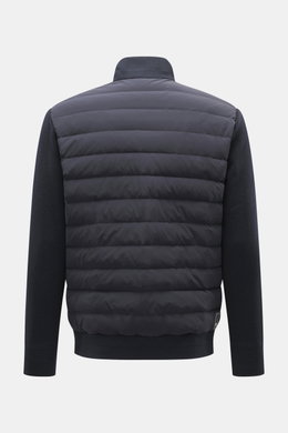 Emporio Armani Daunenjacke navy von hinten, Slim Fit mit Stehkragen, Strickärmel-Einsätzen, Microfaser, leichter Daunenfüllung, Zipper-Fronttaschen, geschmeidigem Futterstoff.