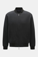 Emporio Armani Daunen-Wendeblouson navy, frontale Nahaufnahme, hochwertige Microfaser, weicher Griff, leichte Daunenfüllung, wendbar, Regular Fit, robuster Zwei-Wege-Reißverschluss, klassischer Blousonkragen, paspelierte Fronttaschen, elastische Saum- und
