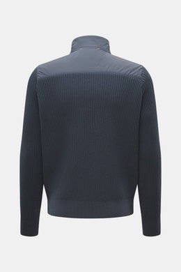 Parajumpers Strickjacke 'Steel River' graublau Rückansicht, grobes Patentstrick-Design, hochwertige Microfaser, weicher Griff, Slim Fit, Stehkragen.