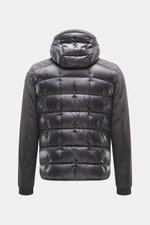 Rückansicht der Parajumpers Softshell-Daunenjacke "Vigolo" dunkelgrau, Ripstop Microfaser, Softshell mit Fleece, Daunenfüllung, wasserabweisend, atmungsaktiv, Slim Fit, Kapuze, Reißverschlüsse, elastische Bündchen.