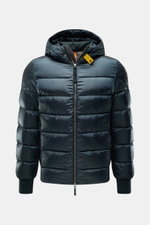 Parajumpers Daunenblouson 'Pharrell' petrol, frontal fotografiert, gesteppte, wasserabweisende Microfaser mit Kapuze, Daunenfüllung, Slim Fit, Reißverschluss, Rippbündchen.