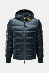 Parajumpers Daunenblouson 'Pharrell' petrol, frontal fotografiert, gesteppte, wasserabweisende Microfaser mit Kapuze, Daunenfüllung, Slim Fit, Reißverschluss, Rippbündchen.