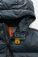 Parajumpers Daunenblouson 'Pharrell' petrol, Detailansicht Kapuze, wasserabweisend, winddicht, leichte Daunenfüllung, robuster Zwei-Wege-Reißverschluss, Kapuze mit Tunnelzug, atmungsaktiv, Slim Fit.