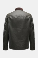 Belstaff Waxed Jacket 'Ground' dark olive shown from the back, featuring waxed cotton, wind- and water-repellent fabric, smooth feel, slim fit, robust metal zipper, wind flap with press studs, turn-down collar with corduroy trim, patch chest pocket with p
