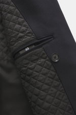 Belstaff Cabanjacke 'Milford' navy aus Wolle und Microfaser, Detailaufnahme von Innenfutter, weicher Griff, Regular Fit, Reverskragen, Dreiknopf-Stil.
