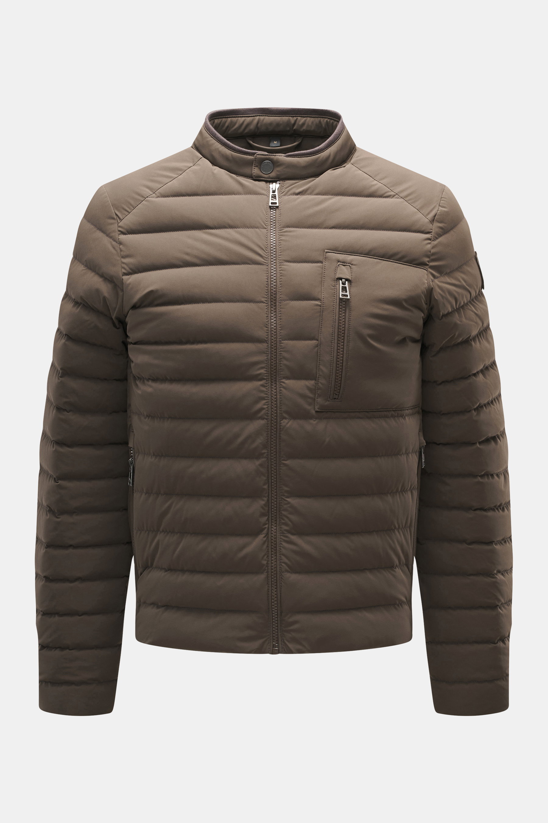 Front view of Belstaff Down jacket 'Chassis' dark brown, a lightweight, water-repellent slim fit jacket with stand-up collar.

Description:  
<p>Essential outdoor must-have in casual BELSTAFF style: The lightweight down jacket 'Chassis' offers unrestricte